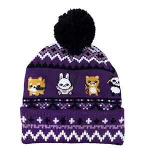 Hot Topic ~ Knife Animals Fair Isle Pom Pom Beanie ~ one size ~ NWOT